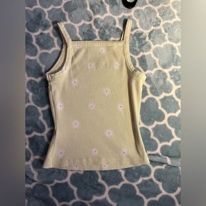Green tank top with white flowers